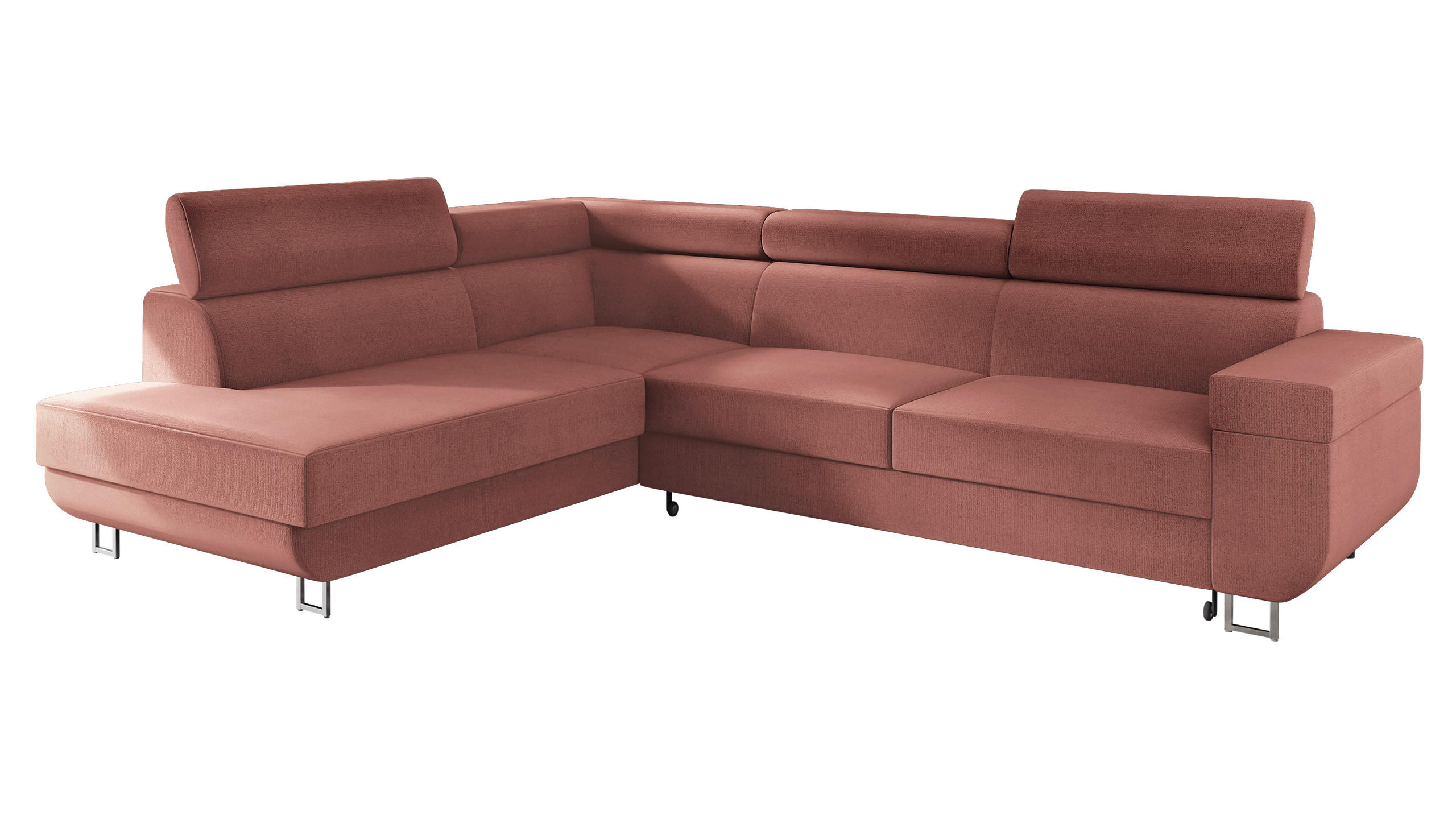 ECKSOFA Fonti, Seite: Links - Rosa, Holz/Textil (253/188cm) - MIRJAN24