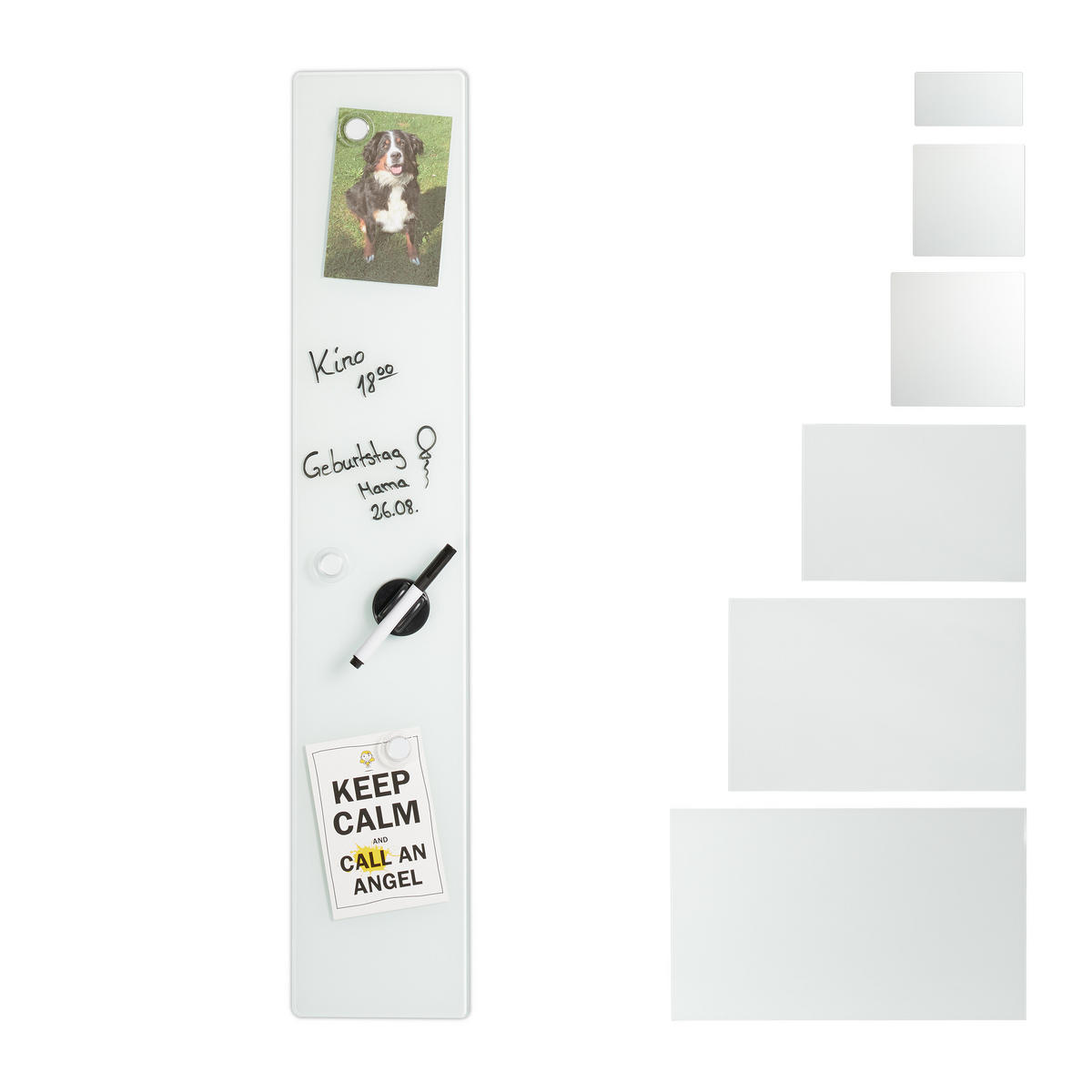 GLAS-MAGNETBOARD - Weiß, Glas/Metall (80/15/0.4cm) - Relaxdays