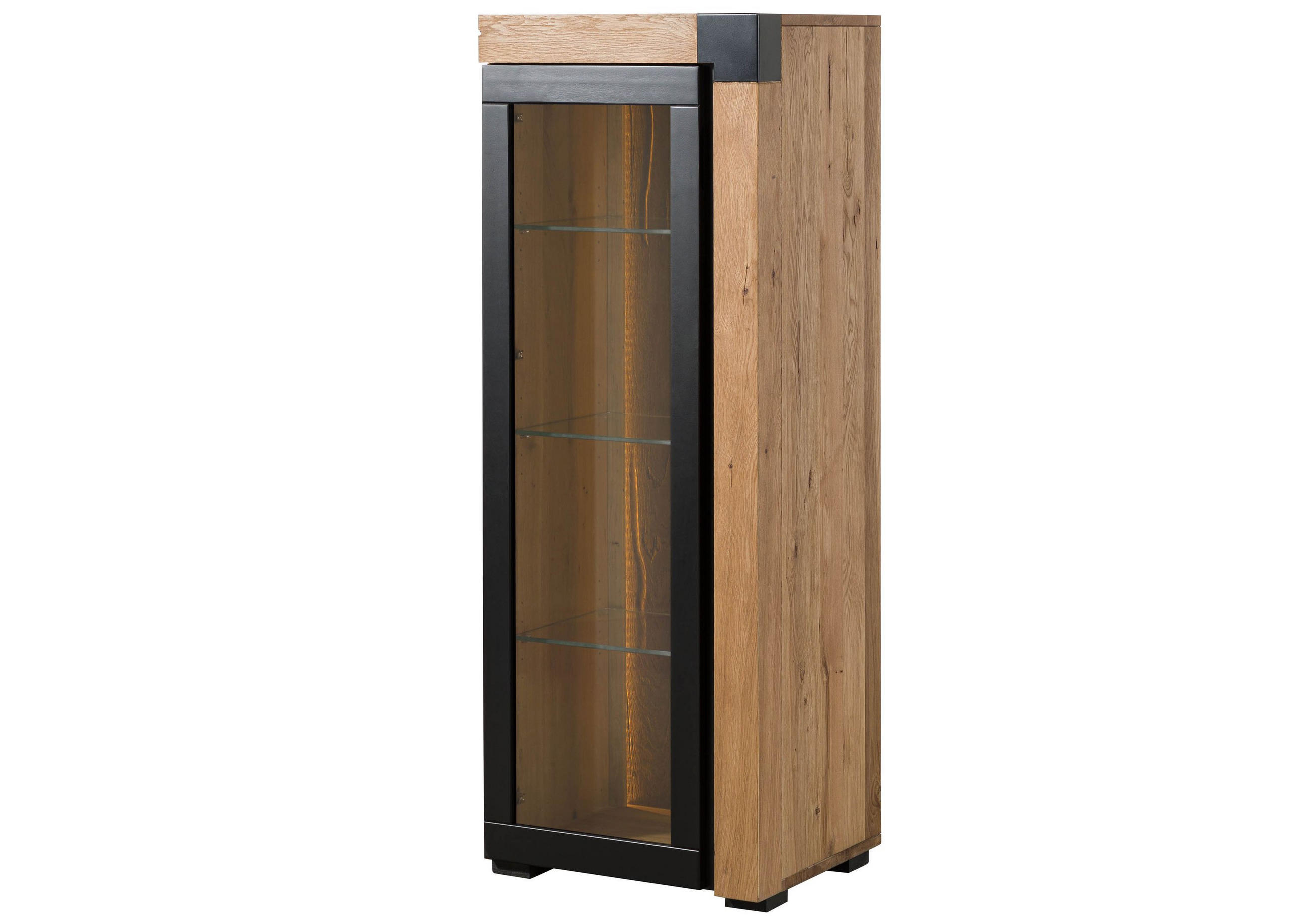 VITRINE Eiche 53x45x144 natur geölt ROTTERDAM #102 - Braun, Holz (53/144/45cm) - Massivmoebel24