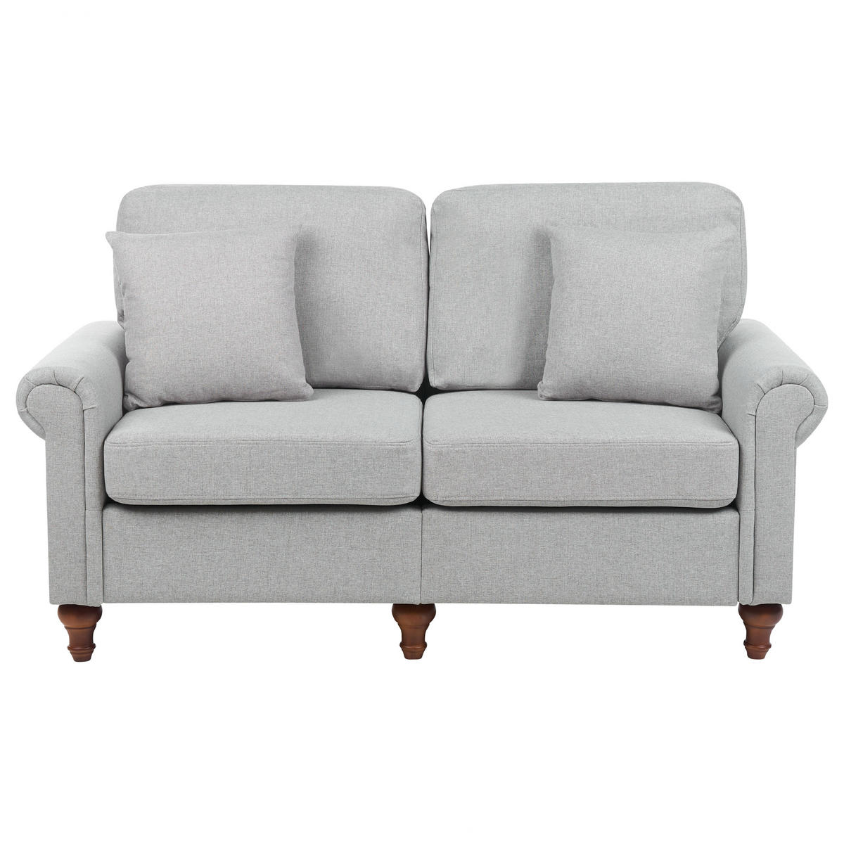 2-SITZER-SOFA hellgrau Ginnerup - Dunkelbraun/Grau, Textil (154/84/76cm) - Beliani