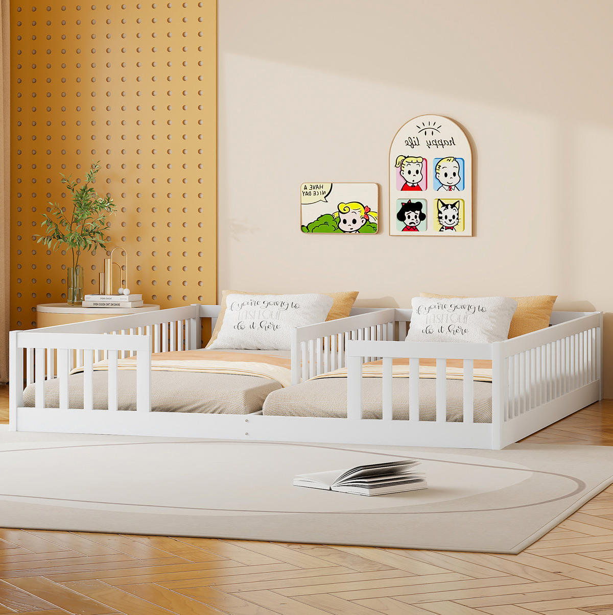 KINDERBETT mit Schutzgittern 2er-Set 90x200 cm Kiefernholz Weiß - Weiß, Holzwerkstoff (90/200cm) - Beauniv