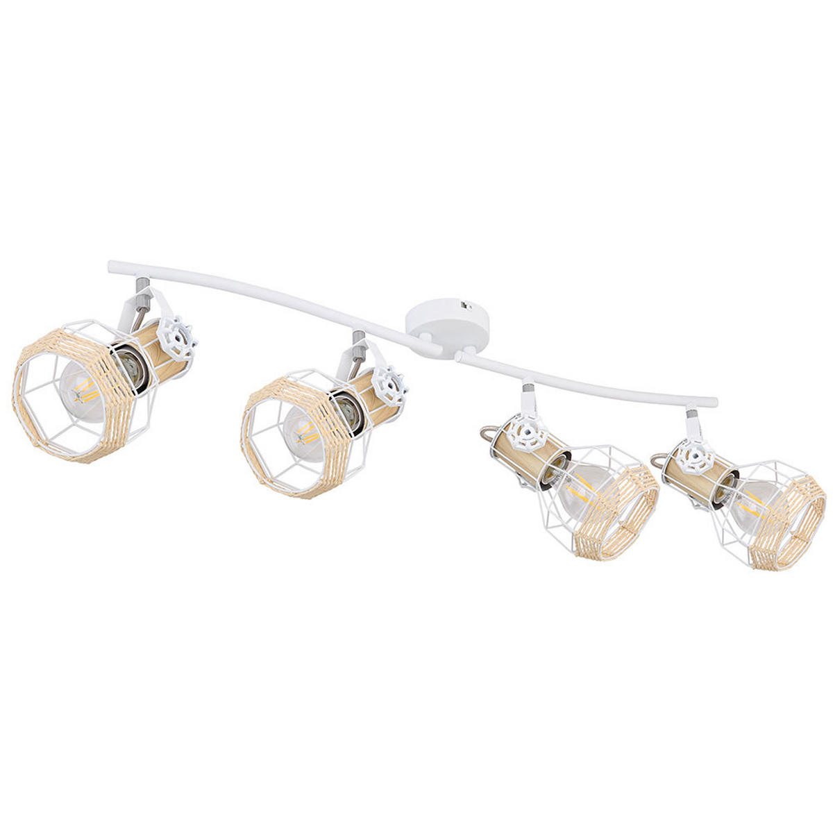 DECKENLEUCHTE Metall Weiß Holzoptik - Weiß, Holz (72/32/20cm) - Globo Lighting