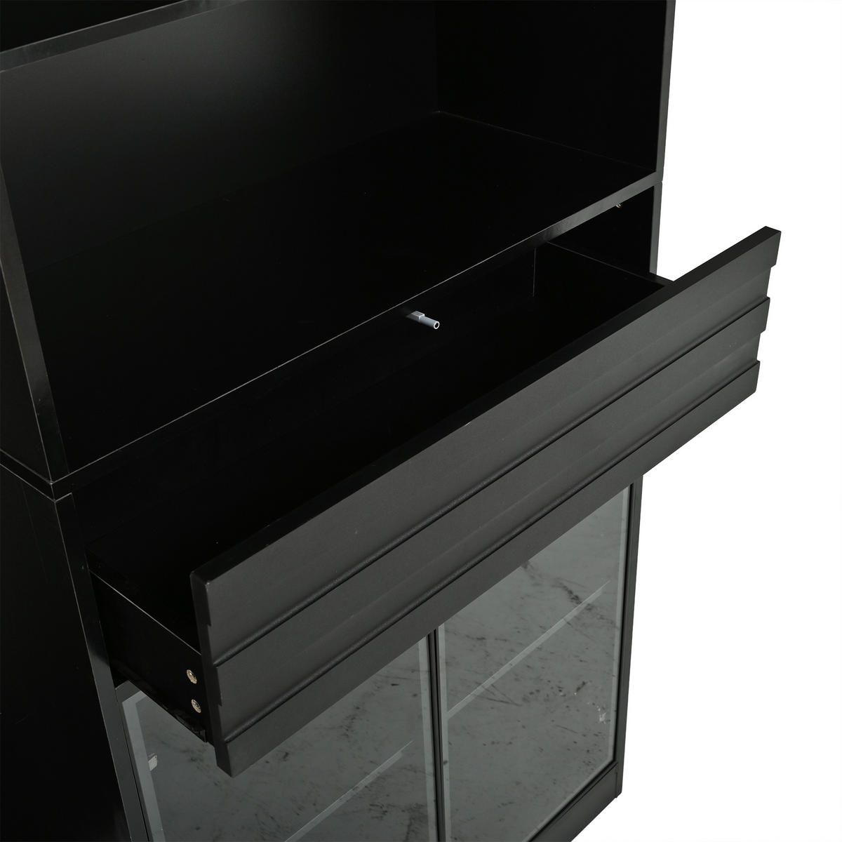 VITRINE 80x35x200 cm Schwarz mit RGB LED und 4 Glastüren - Schwarz, Holzwerkstoff (80/200/35cm) - FLIEKS
