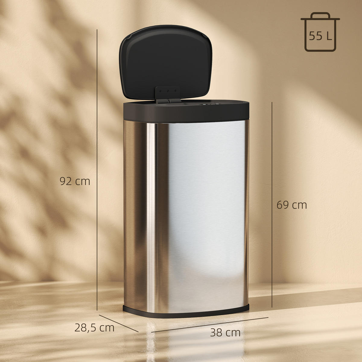 ABFALLEIMER Silberfarben 1 Stück - Silberfarben, Metall (28.5/69/38cm) - GiPP
