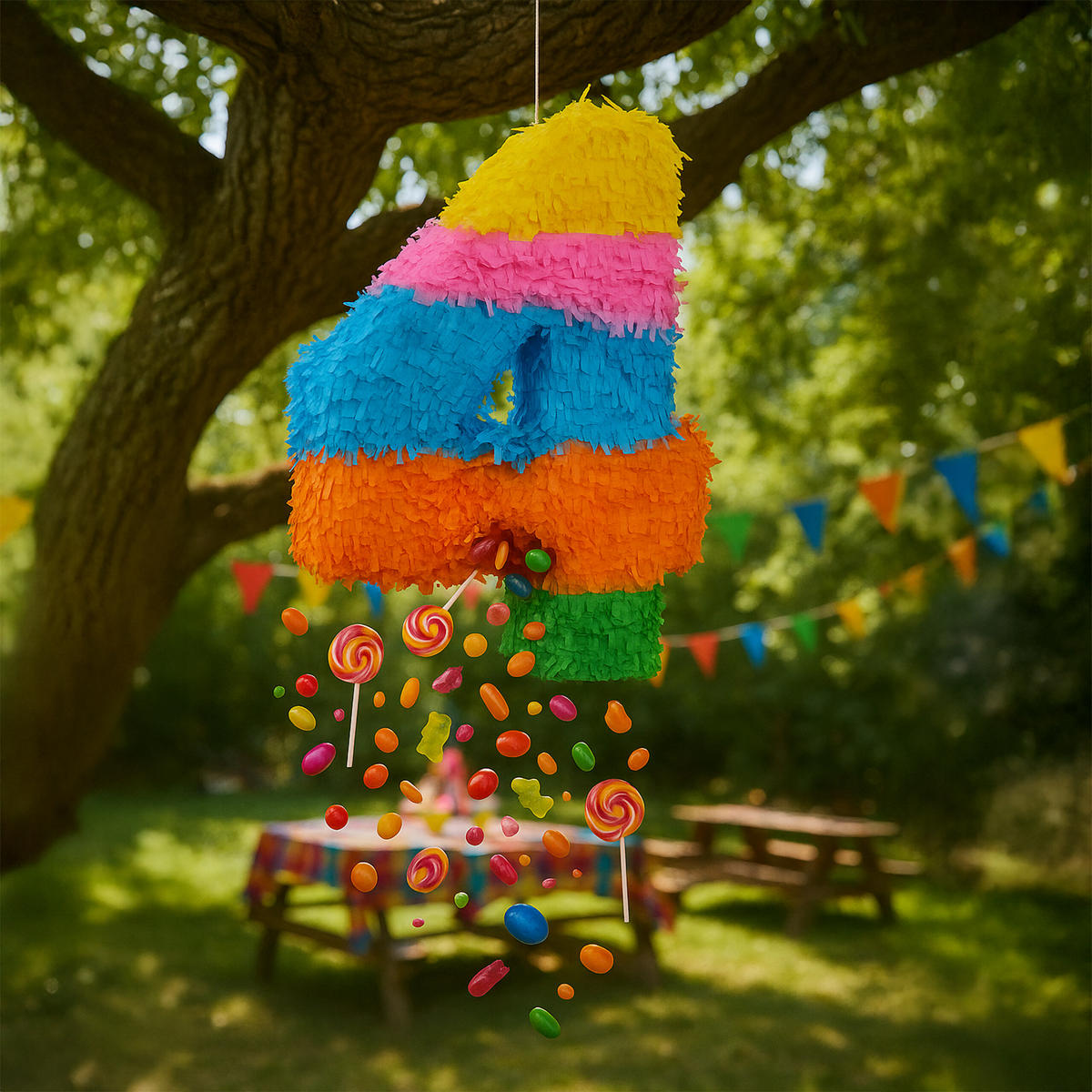 PINATA - různobarevná, plast/papír (35.5/50.5/7.5cm) - Relaxdays