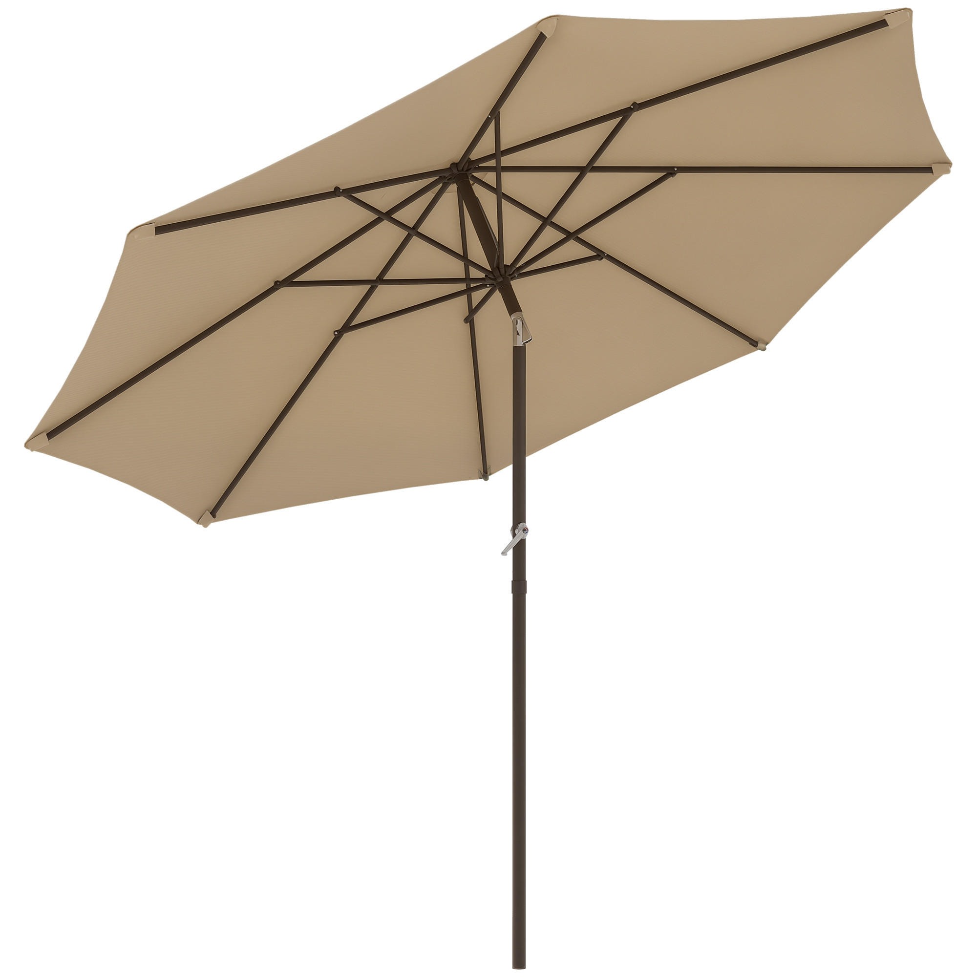 SONNENSCHIRM DE-11459 neigbar, mit Kurbel, Ø 2,63 m Beige - Mokka, Textil (263/263cm) - ComfortXL
