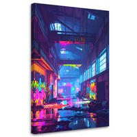 LEINWANDBILD Verlassene alte Fabrikhalle 80x120cm - Multicolor, Textil (80/120cm) - Feeby