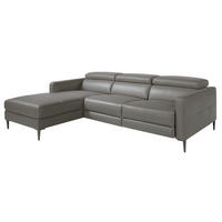 ECKSOFA Relaxsofa mit Chaiselongue links aus dunkelgrauem Leder 258/173/95 cm - Dunkelgrau/Grau, Leder (258/173cm) - ANGEL CERDA