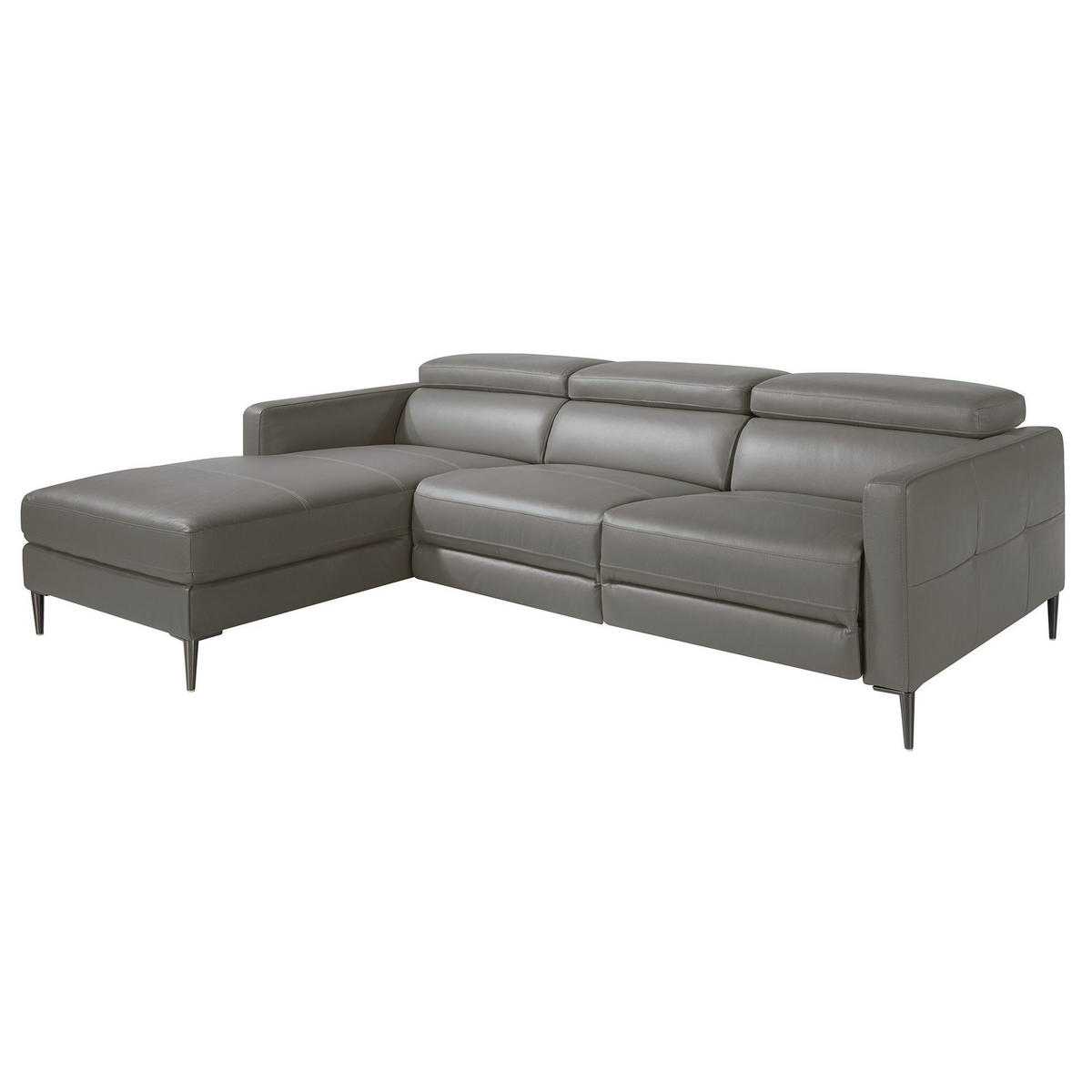 ECKSOFA Relaxsofa mit Chaiselongue links aus dunkelgrauem Leder 258/173/95 cm - Dunkelgrau/Grau, Leder (258/173cm) - ANGEL CERDA