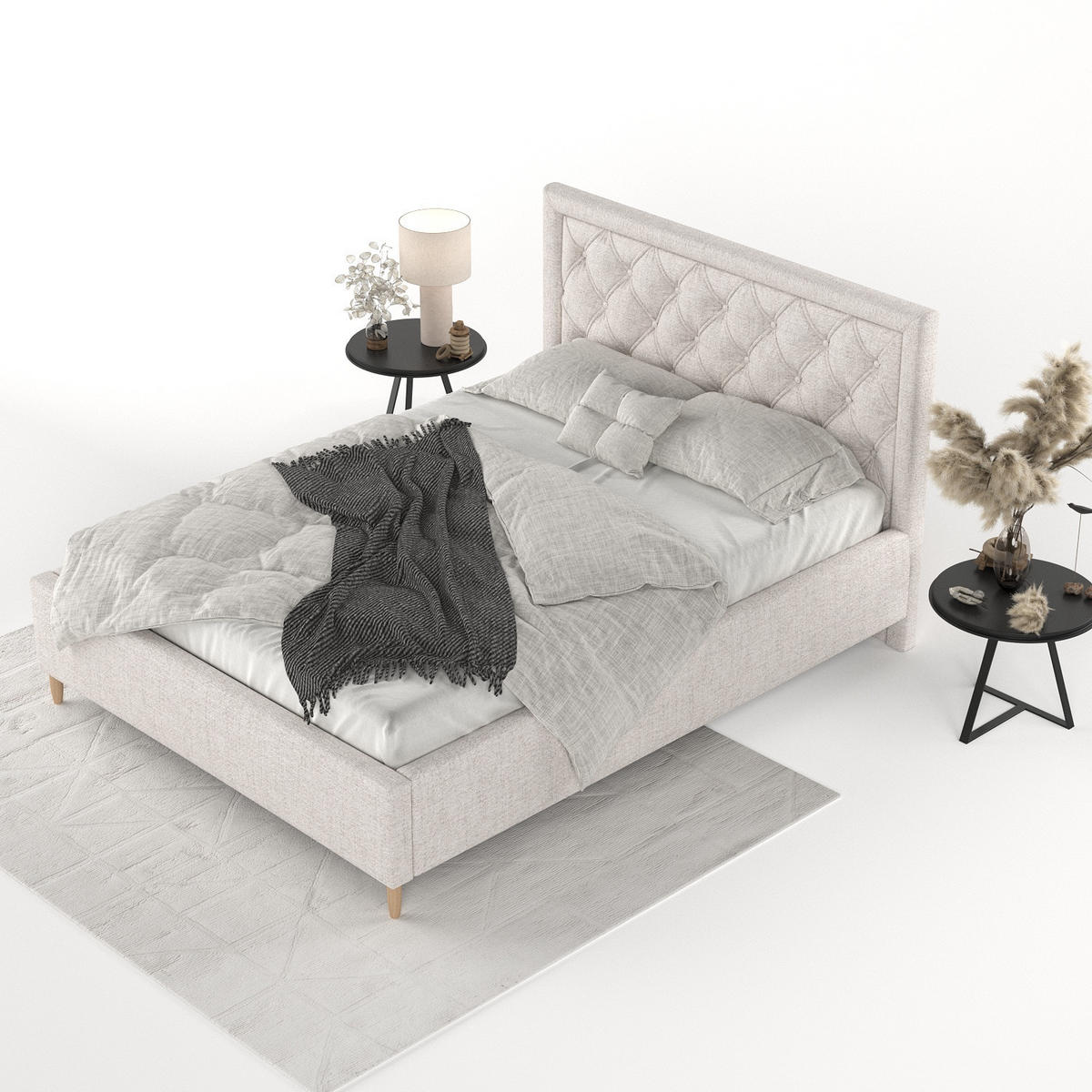 POLSTERBETT Lido 120/200 cm Hellbeige im Neve Stoff - Sandfarben/Naturfarben, Holz/Holzwerkstoff (120/200cm) - AltaBeds