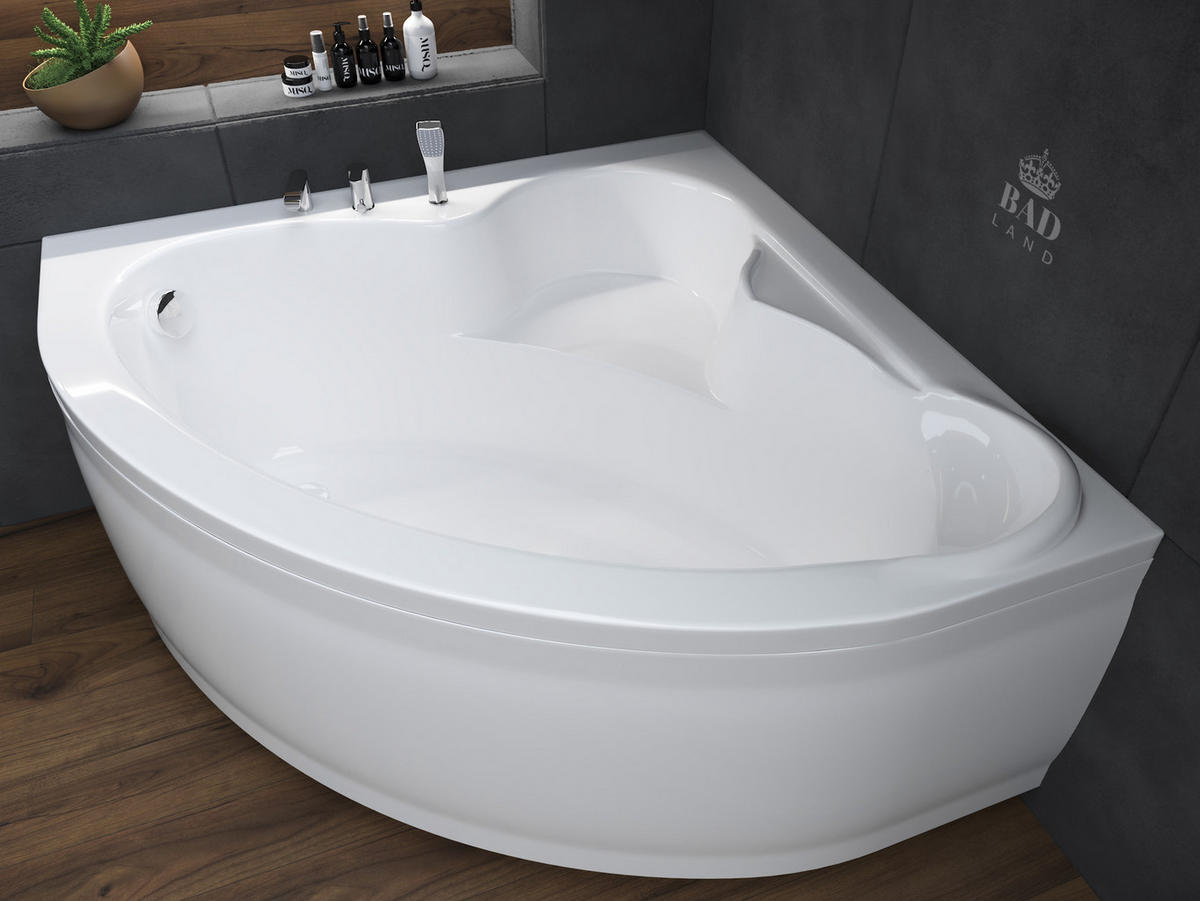 BADEWANNE Eckwanne STANDARD 120/120 Ablauf & Füße - Weiß, Kunststoff (120/57.5/120cm) - bad land
