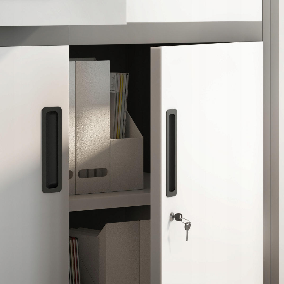 AKTENSCHRANK FILIP - Anthrazit/Weiß, Metall (90/185/40cm) - Jan Nowak