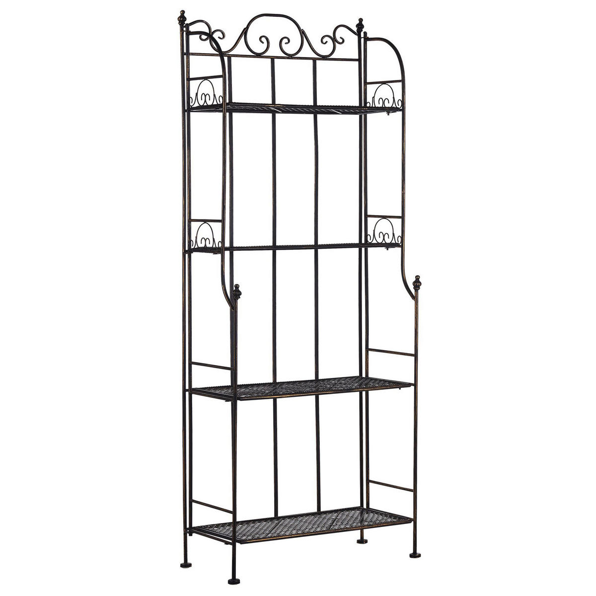 GARTENREGAL schwarz Metall 4 Ablageflächen klappbar Isernia - Goldfarben/Schwarz, Metall (61/155/29cm) - Beliani