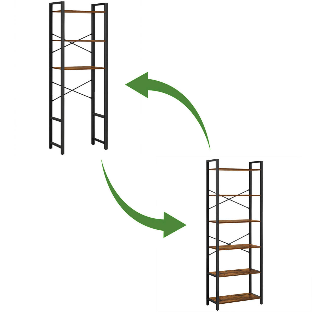 STANDREGAL Holzoptik Metall Dunkelbraun Schwarz für Waschmaschine 186×66×30 cm - Dunkelbraun/Schwarz, Holzwerkstoff/Metall (66/186/30cm) - Begryf