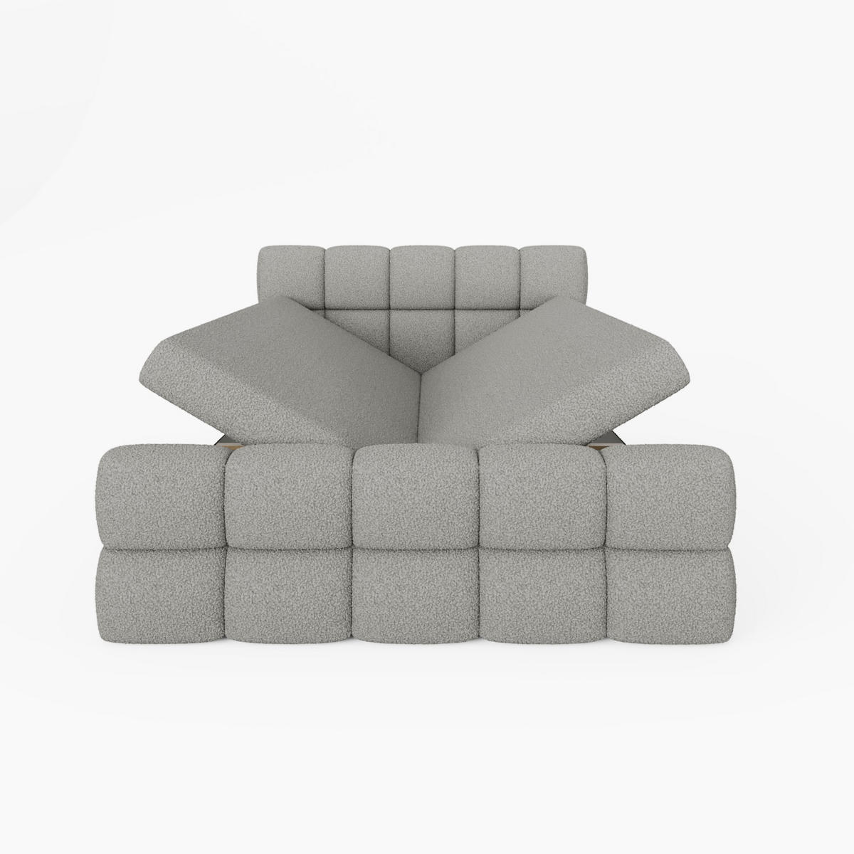 BOXBETT Vanessa 180/200 cm, in Dunkelgrau, Bouclé-Stoff, Bettkasten, Matratze, Topper - Dunkelgrau, Textil (180/200cm) - Barchello