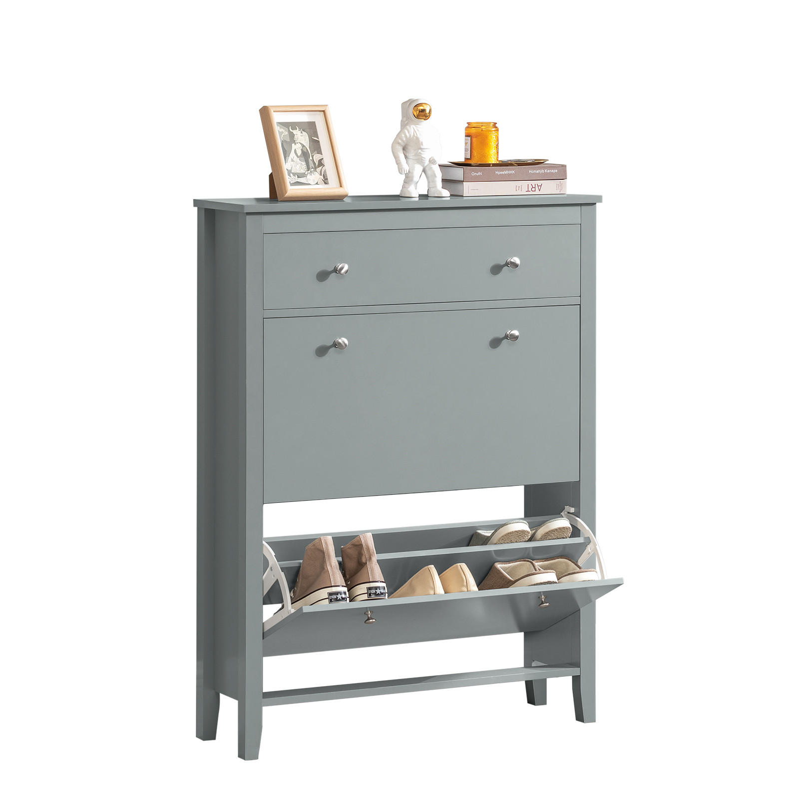 SCHUHSCHRANK Grau - Grau, Holzwerkstoff (80/108/25cm) - SoBuy