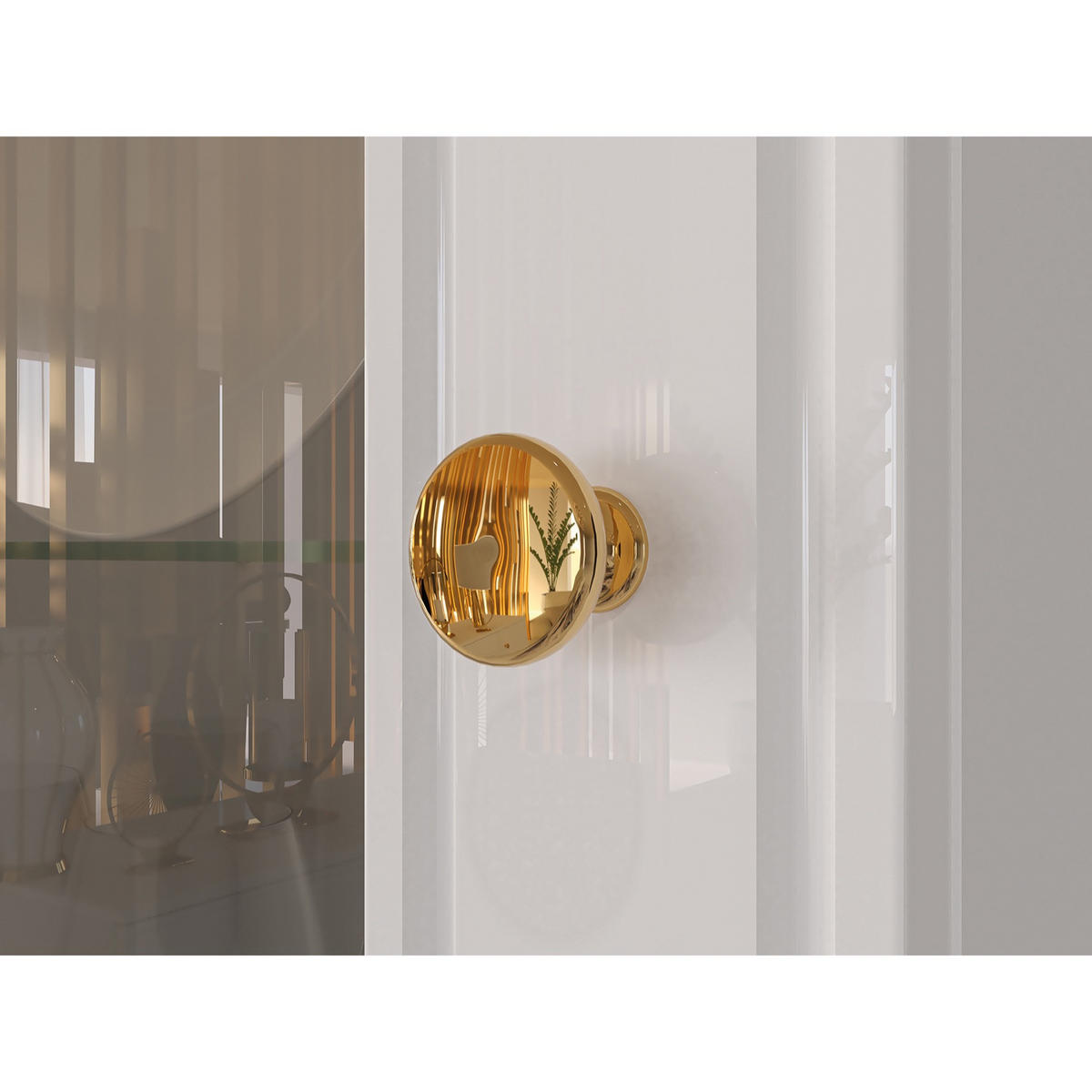 VITRINE Darrby Weiß - Goldfarben/Weiß, Holzwerkstoff/Metall (55/190/40cm) - Selsey