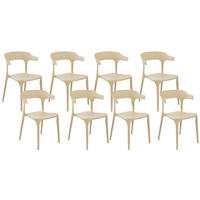 GARTENSTÜHLE 8er-Set Kunststoff sandbeige Gubbio - Beige, Kunststoff (50/76/49cm) - Beliani
