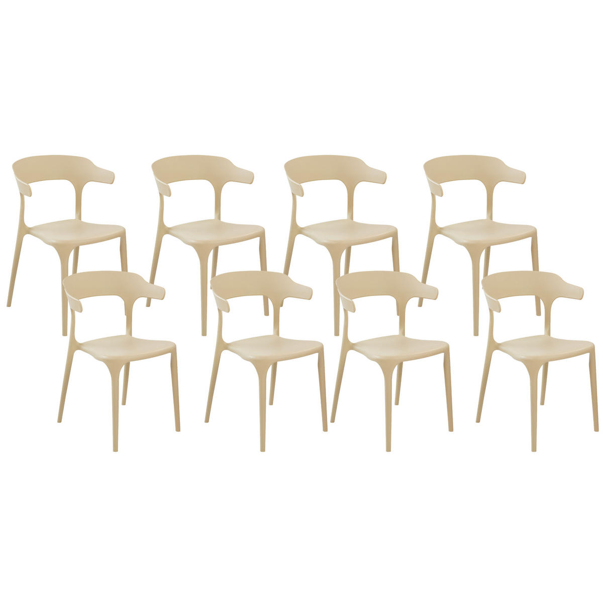 GARTENSTÜHLE 8er-Set Kunststoff sandbeige Gubbio - Beige, Kunststoff (50/76/49cm) - Beliani