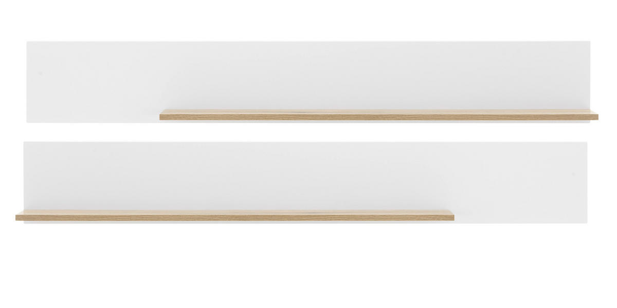 WOHNWAND weiß matt, Eiche 3-teilig 258 x 180 cm, Schrankwand mit viel Stauraum und Soft-Close-Funktion - Eichefarben/Schwarz, Glas/Holzwerkstoff (258/180/42cm)