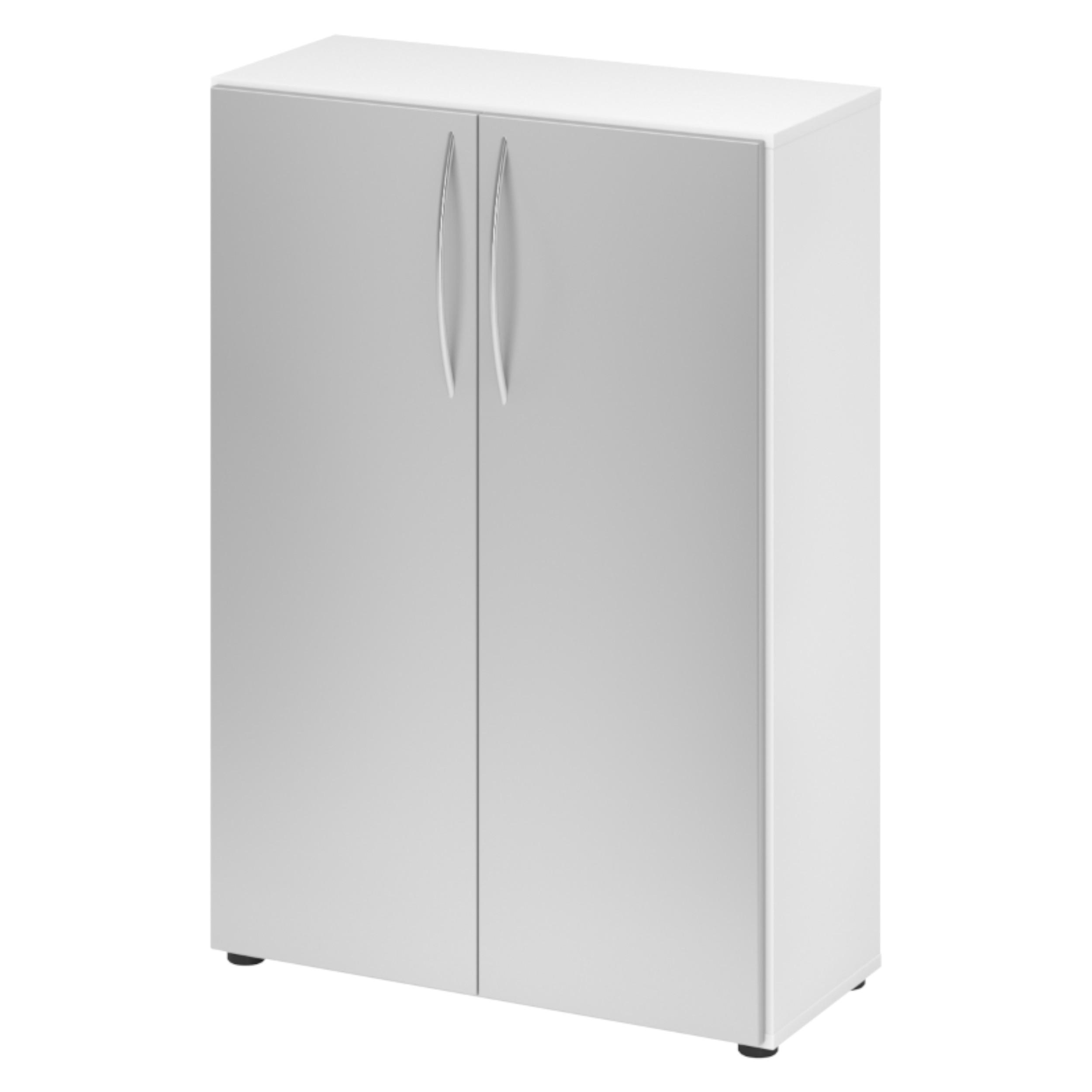 AKTENSCHRANK - 3 Ordnerhöhen 35/80/114,4 cm in Weiß/Silberfarben - Silberfarben/Weiß, Holzwerkstoff (80/114.4/35cm) - bümö