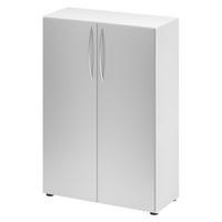 AKTENSCHRANK - 3 Ordnerhöhen 35/80/114,4 cm in Weiß/Silberfarben - Silberfarben/Weiß, Holzwerkstoff (80/114.4/35cm) - bümö