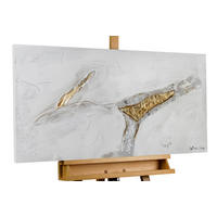 ACRYLBILD HANDGEMALT 100/50 cm - Goldfarben/Weiß, Holz/Textil (1.8/50cm) - KUNSTLOFT