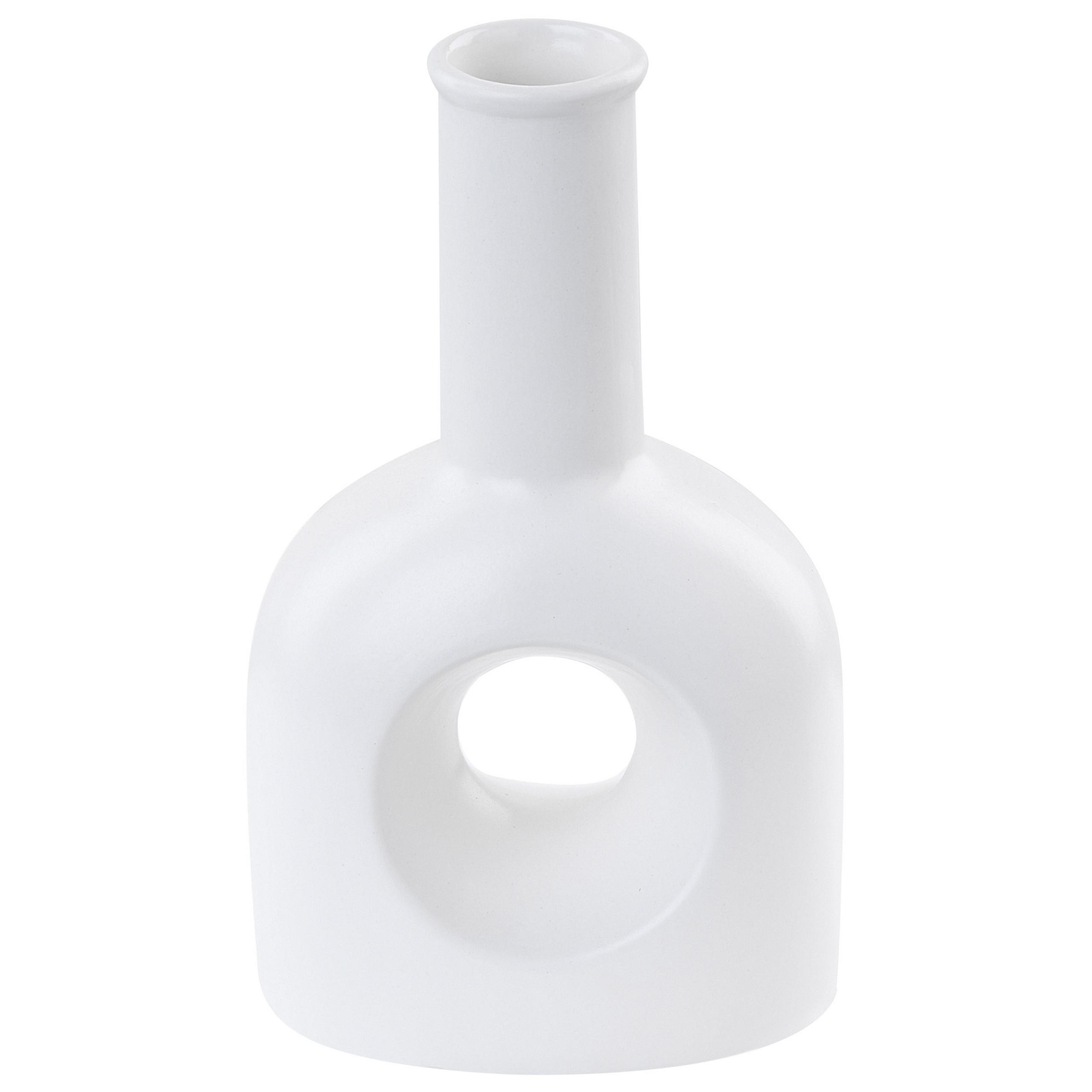 BLUMENVASE Porzellan weiß Thebes - Weiß, Keramik (22cm) - Beliani