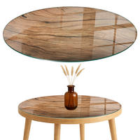 TISCHPLATTE fi90 cm Natürliche Holzmaserung - Braun, Glas (0.4/90/90cm) - TULUP