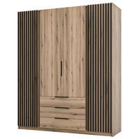 KLEIDERSCHRANK Kaja Eiche Evoke 200 cm - Eichefarben/Schwarz, Holzwerkstoff/Metall (200/239/61.9cm) - Selsey