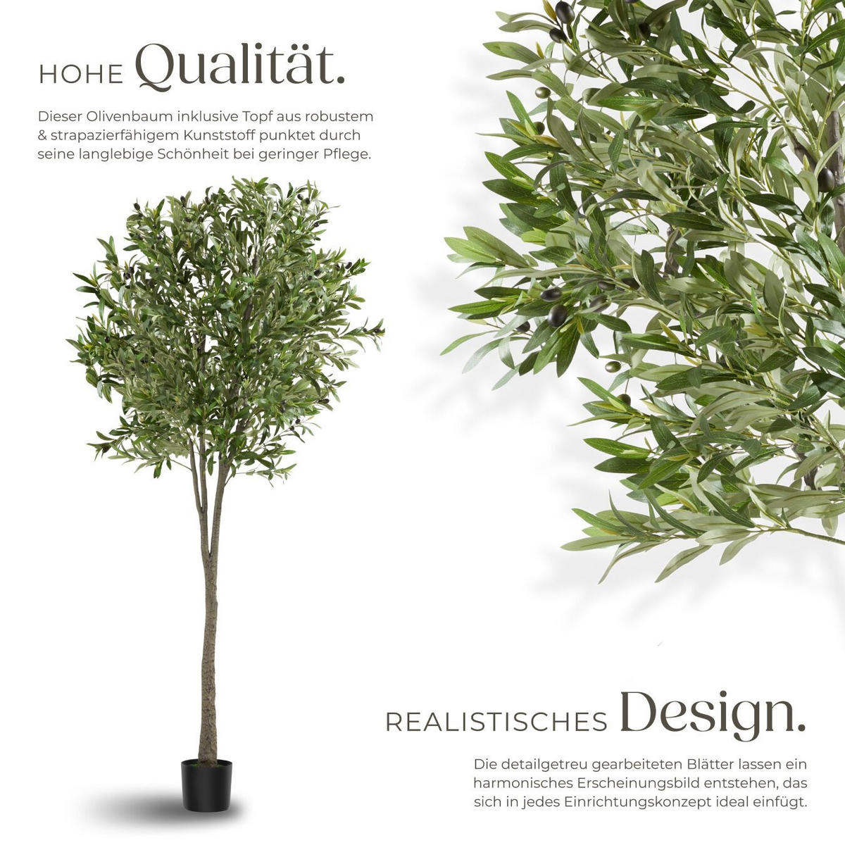 KÜNSTLICHER OLIVENBAUM Oleand, stabiler Kunststoff Blumentopf, grün - Grün, Kunststoff (210cm) - tectake