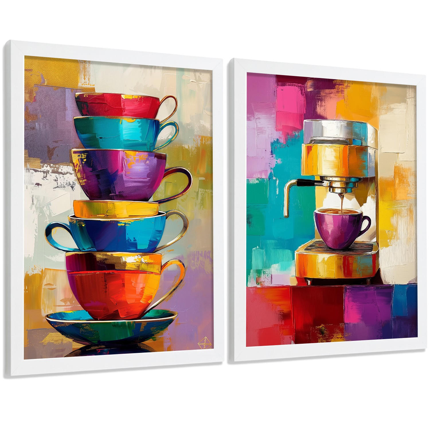 Nacnic PLAKAT Sada 2 Cafe Pop Art A4 Bílý rám