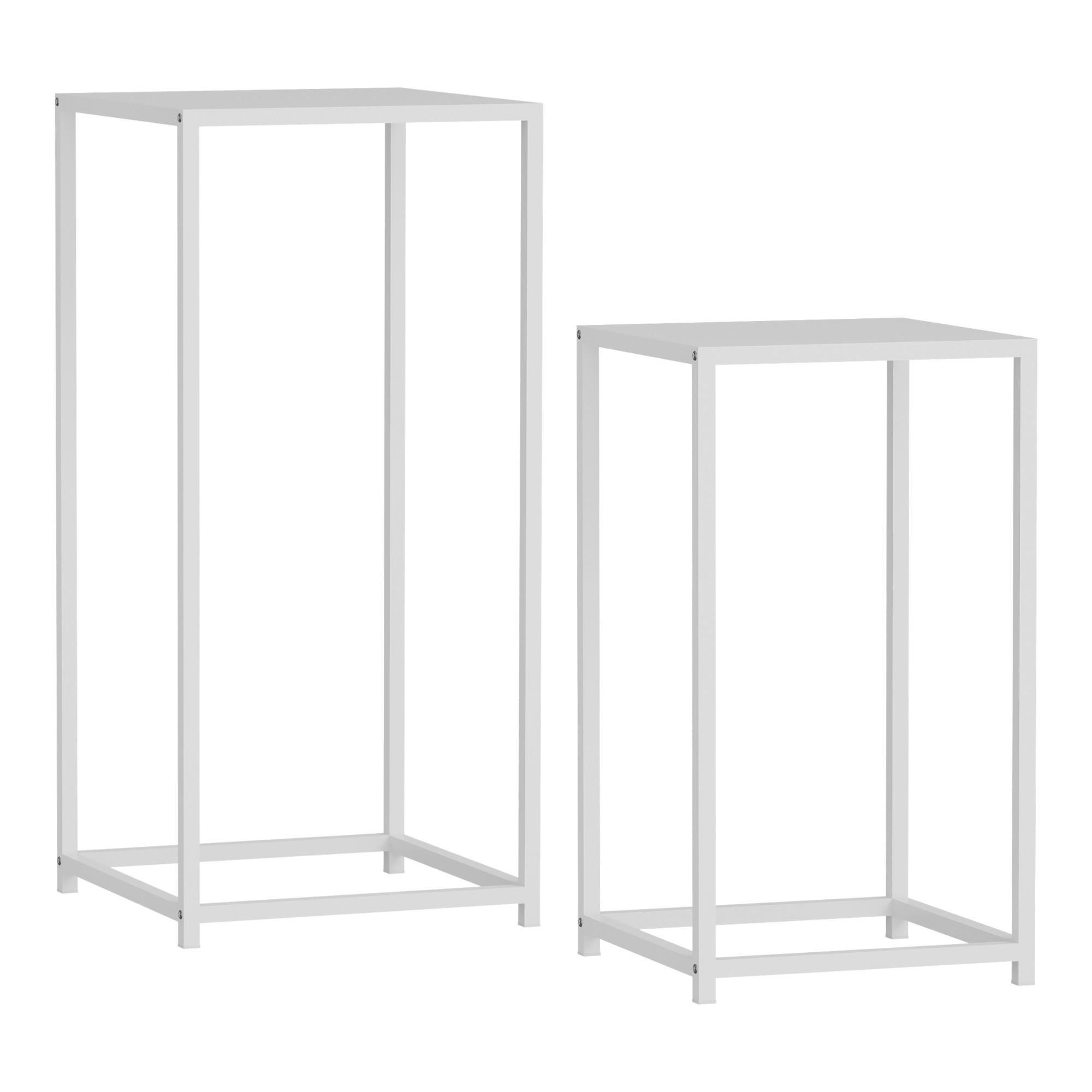 Thumbnail - [en.casa] Säulentisch-Set, Weiß, Metall, 34x74x34 cm, Wohnzimmer, Wohnzimmertische, Beistelltische