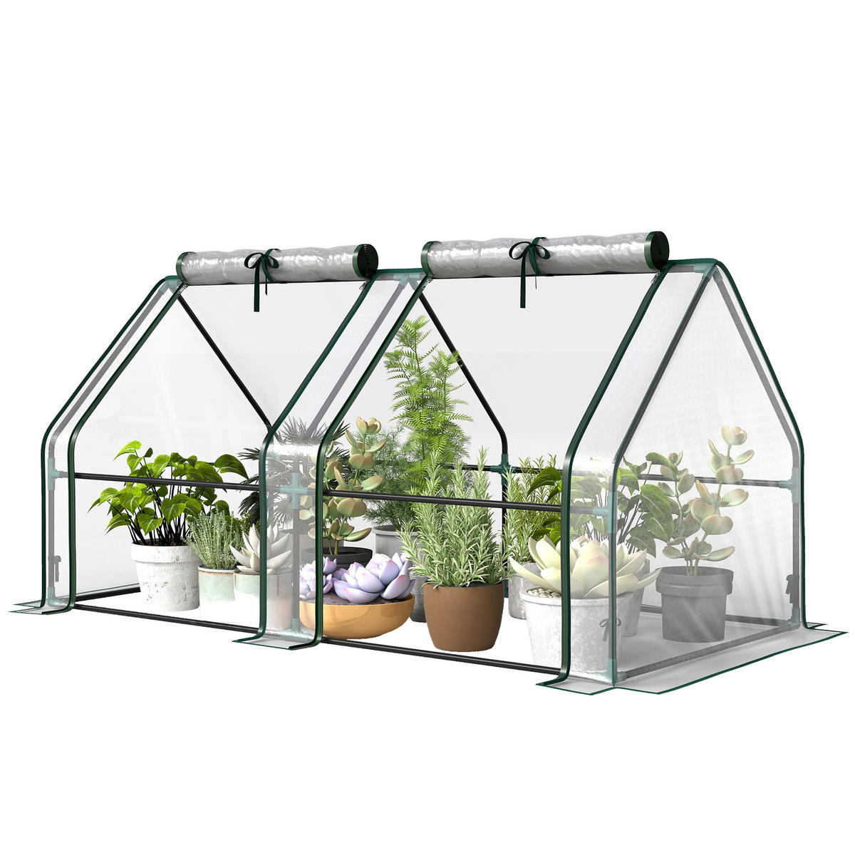 GEWÄCHSHAUS DE-05789 Mit Reißverschlussfenstern, winterfest Transparent - Transparent, Kunststoff/Metall (90/90/180cm) - ComfortXL