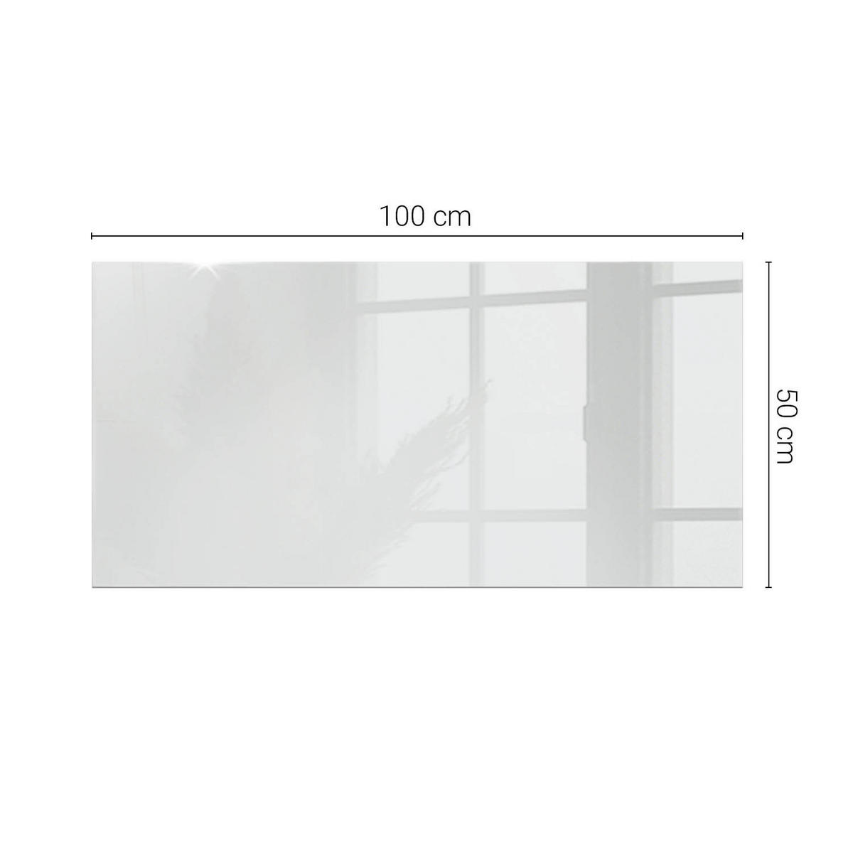 TISCHPLATTE 100x50 cm Glatte Weiße Oberfläche - Schwarz Hochglanz/Weiß, Glas (100/50/0.4cm) - TULUP