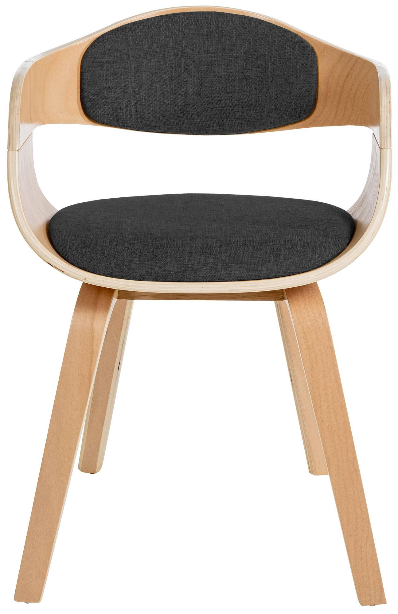 ARMLEHNENSTUHL Stoff Natura/Schwarz - Eukalyptusholzfarben/Schwarz, Holz/Textil (49/73/46cm) - CLP