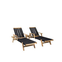 LOUNGE-SET (3-teilig) schwarz - Schwarz/Naturfarben, Holz - ebuy24