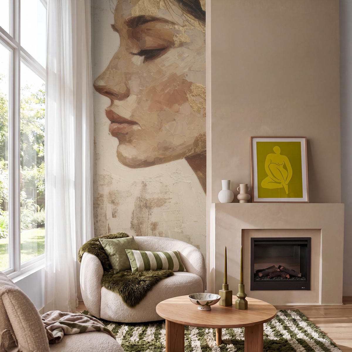 TAPETE - Frau - Gold - Abstrakt - Textur - 100x280 cm - Goldfarben, Papier (100/280cm) - OnlyWow