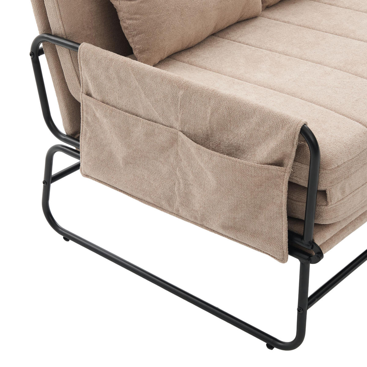 SCHLAFSOFA 2-Sitzer umbaubar mit Metallgestell, DE-42601, Khaki - Sandfarben, Metall (104/92/85cm) - ComfortXL