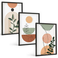 BILDER SET 3er Set - 40x60 cm Schwarzer Rahmen - Abstrakte Pflanzenformen - Schwarz, Kunststoff (40/60cm) - TULUP