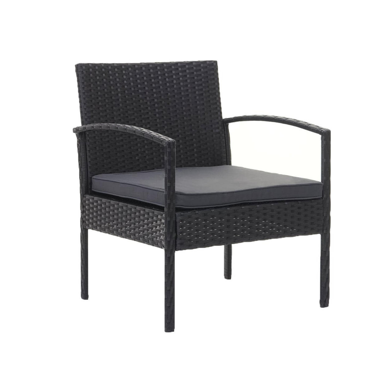 LOUNGE-SET Garten Schwarz Kissen Dunkelgrau - Schwarz, Metall - PROREGAL
