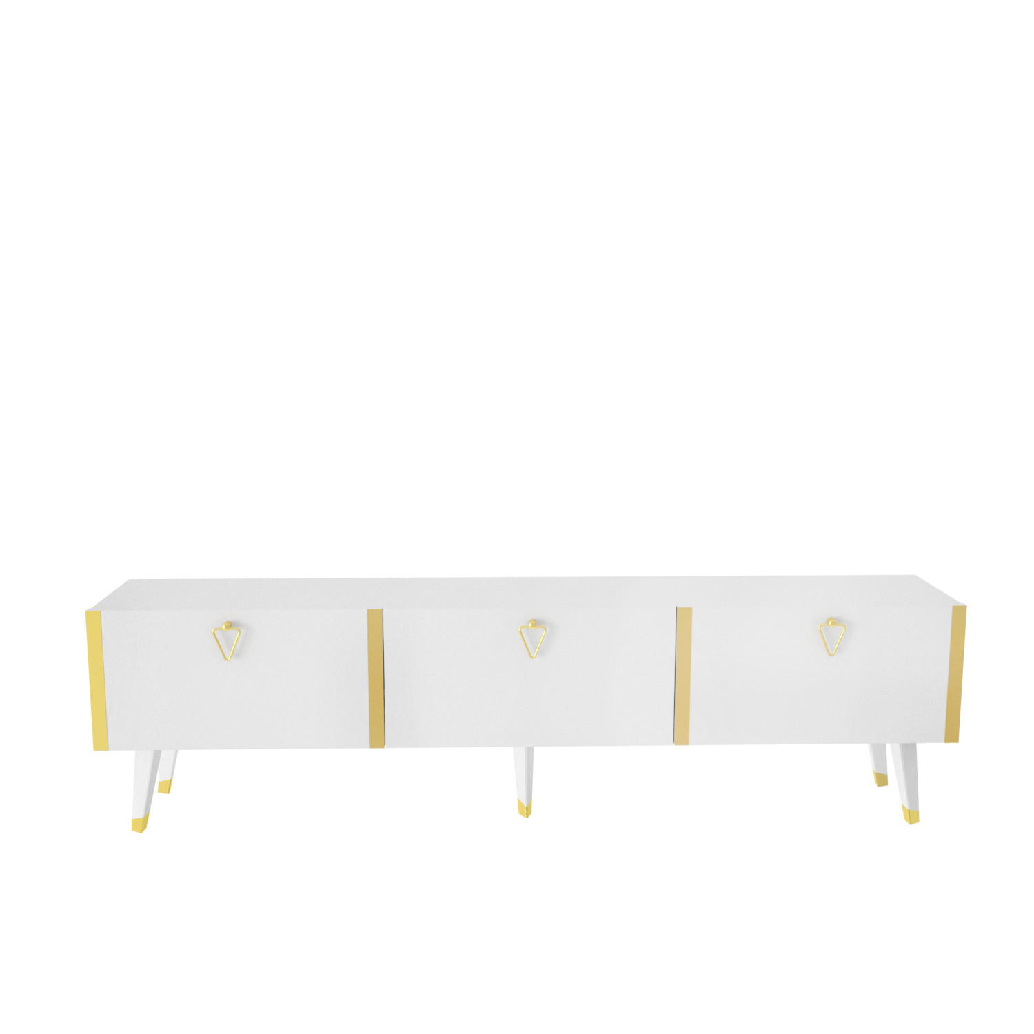 TV Stand Milagro Weıss Gold - Goldfarben, Holzwerkstoff (31.3/49.3/180cm) - Decorotika