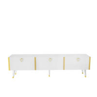 TV Stand Milagro Weıss Gold - Goldfarben, Holzwerkstoff (31.3/49.3/180cm) - Decorotika