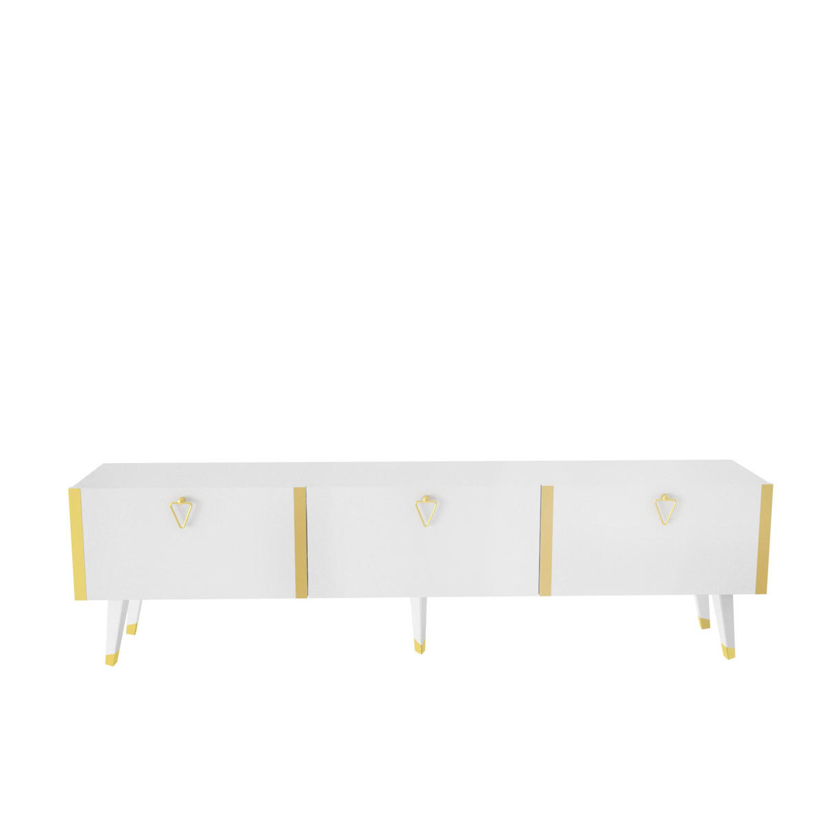 TV Stand Milagro Weıss Gold - Goldfarben, Holzwerkstoff (31.3/49.3/180cm) - Decorotika