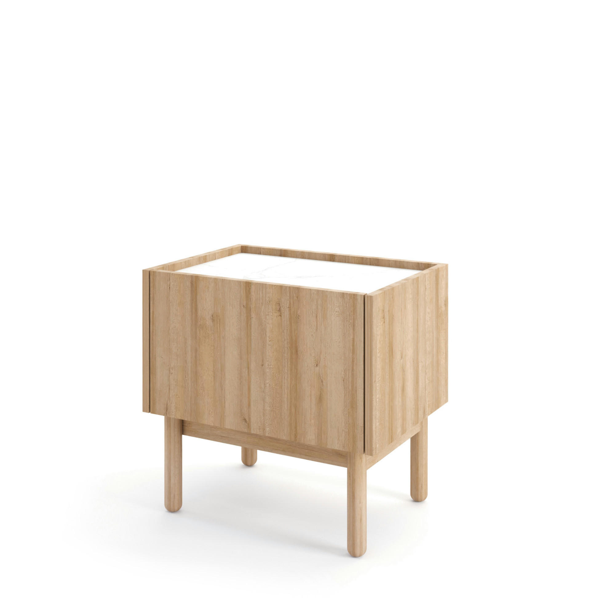 NACHTTISCH REVELSTOKE STO1-1D Holzbeine Eiche - Eichefarben, Holz/Holzwerkstoff (50/48/37cm) - Komodee