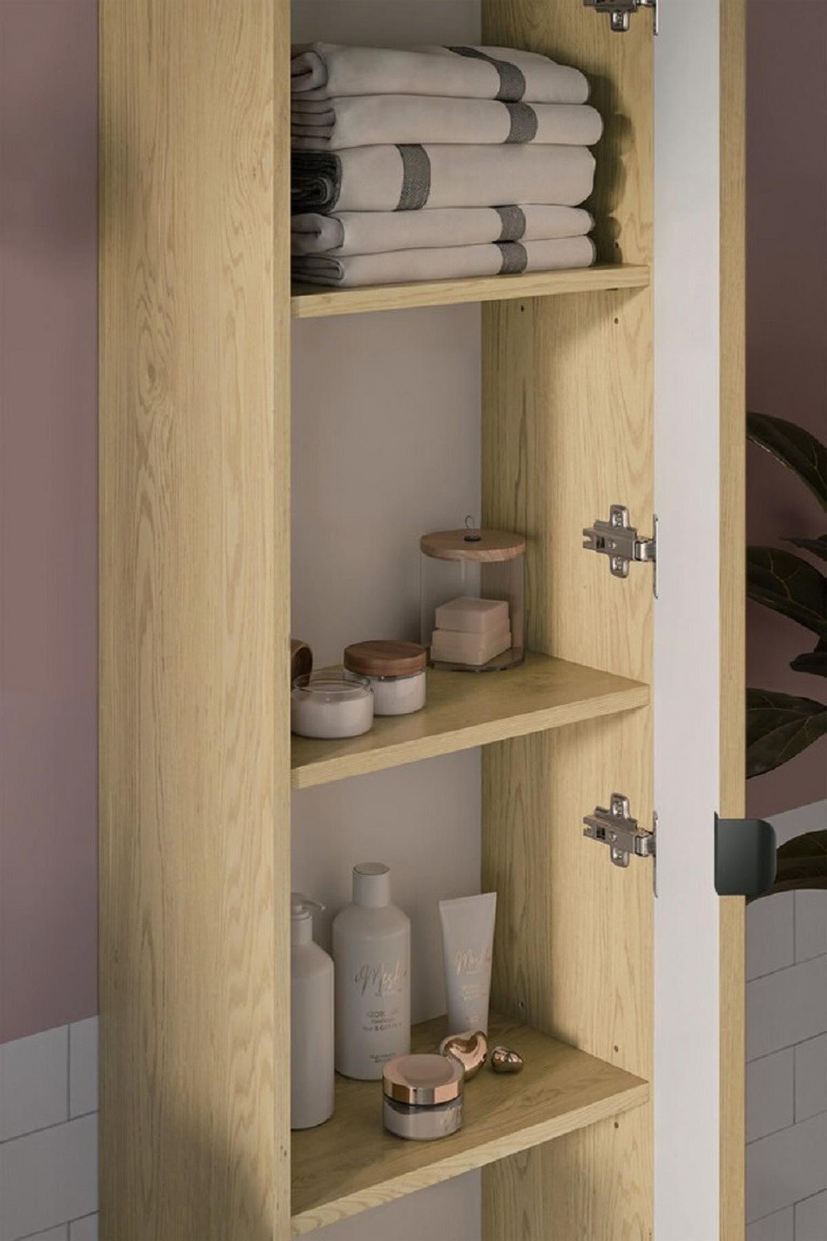 BADMÖBEL-SET 3 Teile 120 cm - Ovalia Cremona O BM404 in Cremona-Eiche - Eichefarben/Weiß Hochglanz, Holz/Keramik (120/140/46cm)