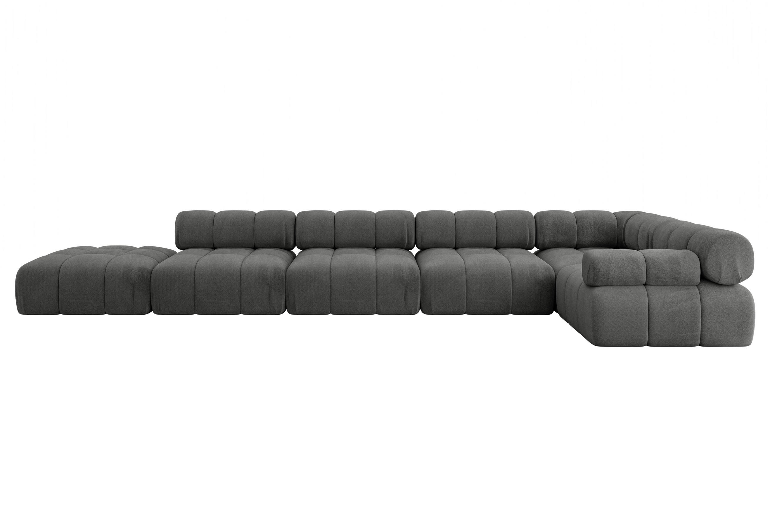 ECKSOFA modulares Sofa Felto-L3 - 475x190x70 cm Dunkelgrau Velours - Dunkelgrau, Holzwerkstoff/Textil (475/190cm) - ALTDECOR