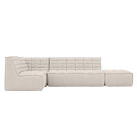 ROHOVÁ SEDAČKA modulární ve tvaru L s taburetem, plyšová tkanina Pop, Béžová, Levá strana, LAZY L s taburetem - béžová, dřevo (333/173cm) - Kaiser Möbel