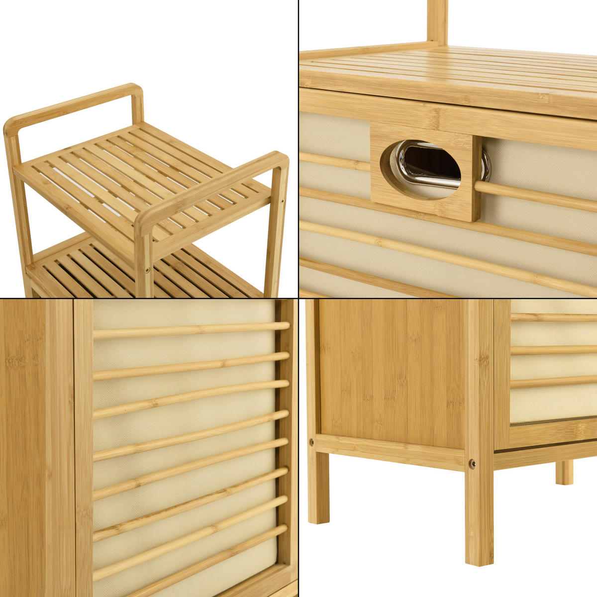 WÄSCHEREGAL Rendalen - Naturfarben, Holz (40/95/30cm) - [en.casa]
