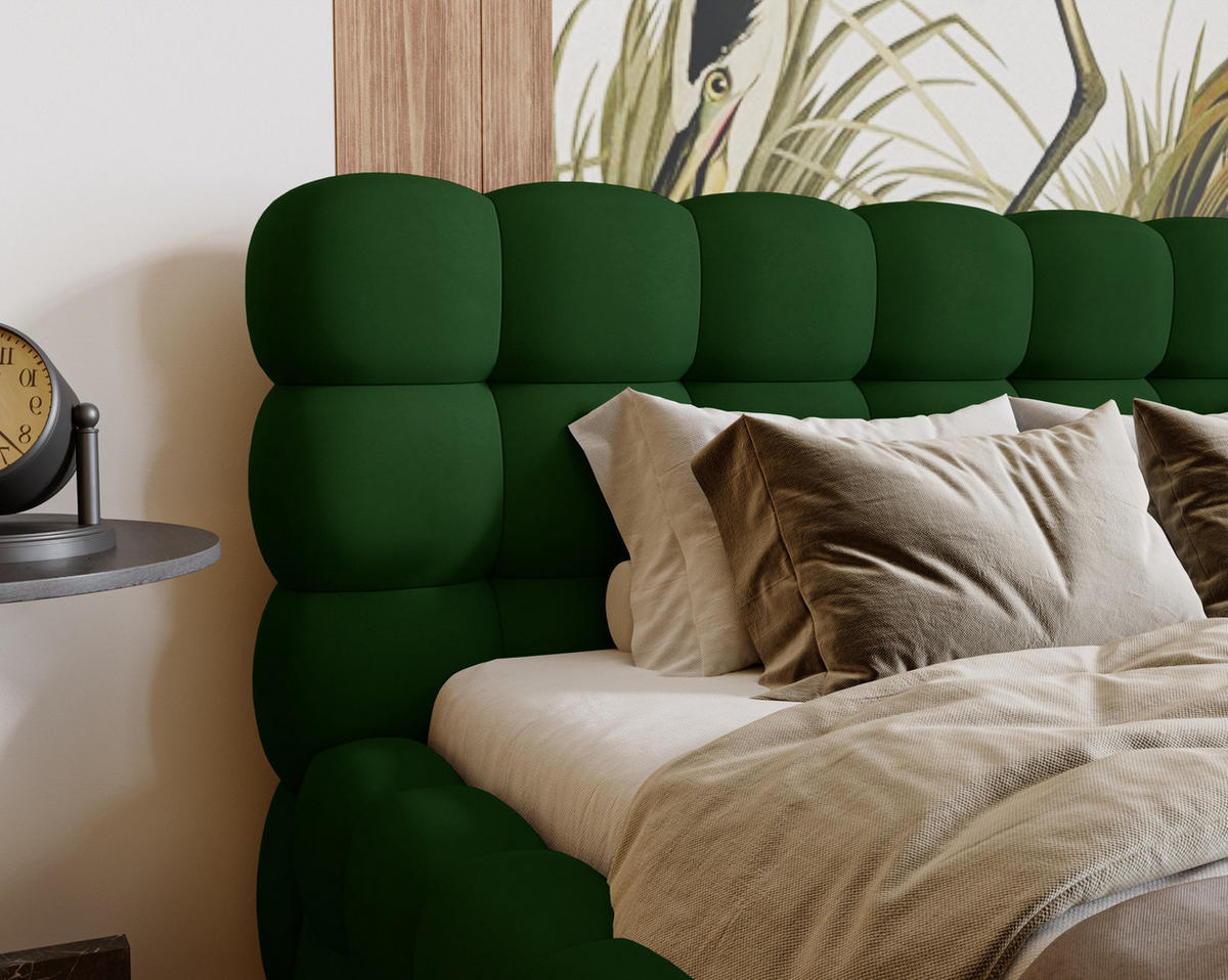 POLSTERBETT 140x200 cm Parlas Bis, Bettkasten, Lattenrost, Grün - Grün, Holz/Textil (140/200cm) - Emporius